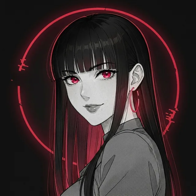 Retrato oficial da Mirai em estilo mangá com retícula