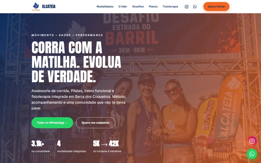 Página inicial do site Alcateia Treinamento